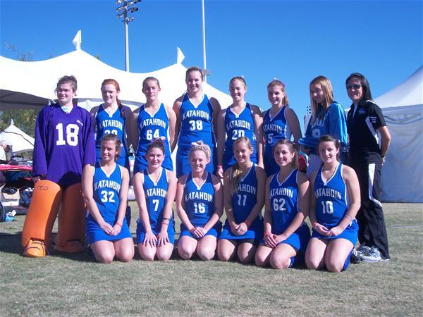 The Katahdin U19 team took first place in its division at the National Field Hockey Festival held Thanksgiving weekend in Phoenix. Front row: Olivia Reny, Gardiner; Mykayla McCann, Greene; Rebecca Roberts, South Portland; Emily Sawchuck, Cumberland; Nicole Kirschner, Augusta; and Chelsey Begin, West Gardiner. Back row: Abby Bowie, Augusta; Shannon Rice, Bath; Emily Curato, Cumberland; Hannah Cutting, Sebago; Katherine Bowie, Augusta; Sarah LaQuerre, Old Orchard Beach; Rachel Moccaldi, Clinton, N.Y.; and Coach Suzanne Parks.