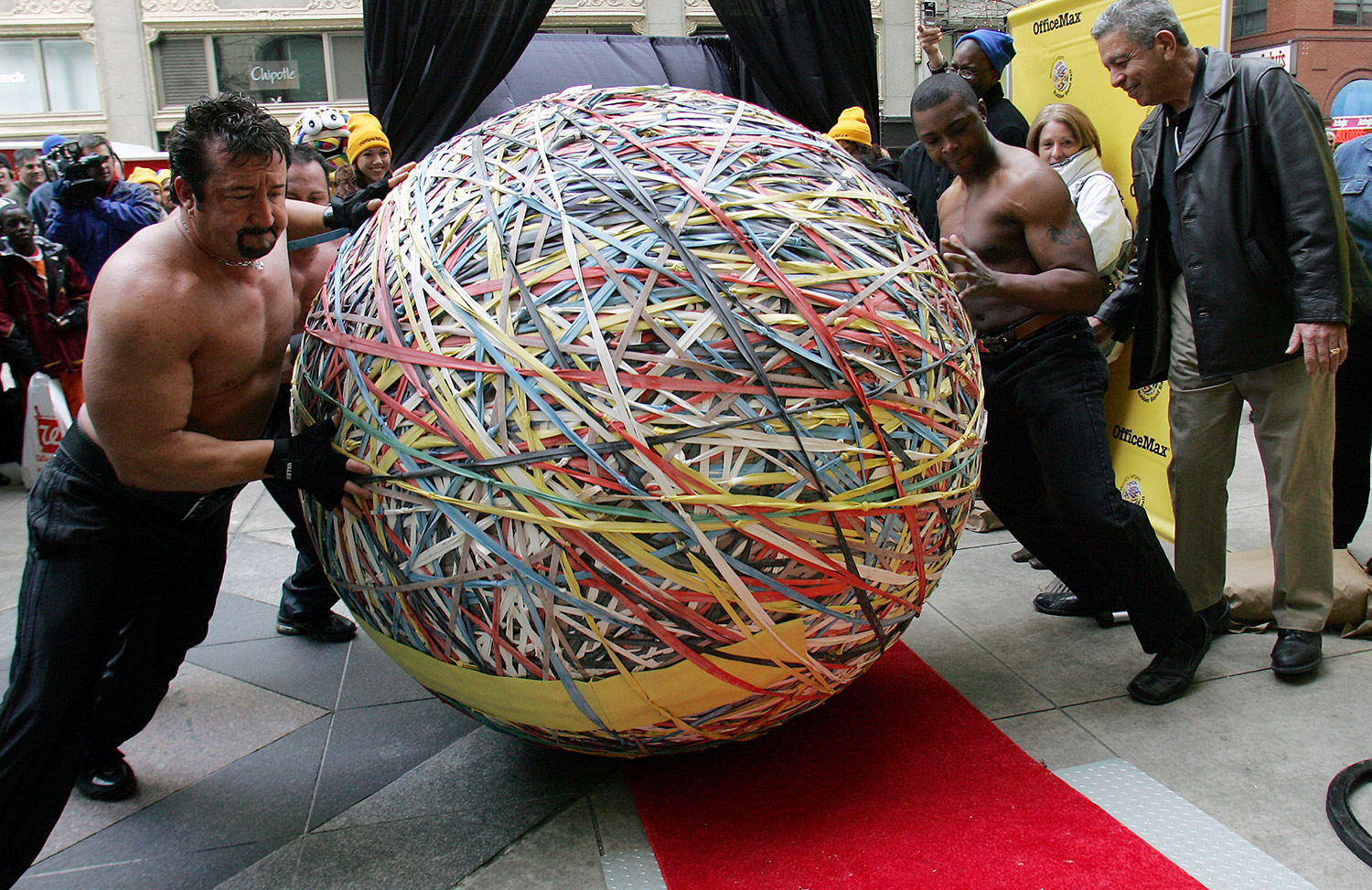 The 4,594 pound ball beat the previous record of 3,120. 