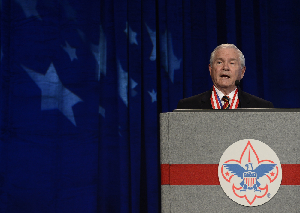 Former Defense Secretary Robert Gates, who is president of the Boy Scouts of America, said in a speech to the organization in May that its long-standing ban on participation by openly gay adults was no longer sustainable.