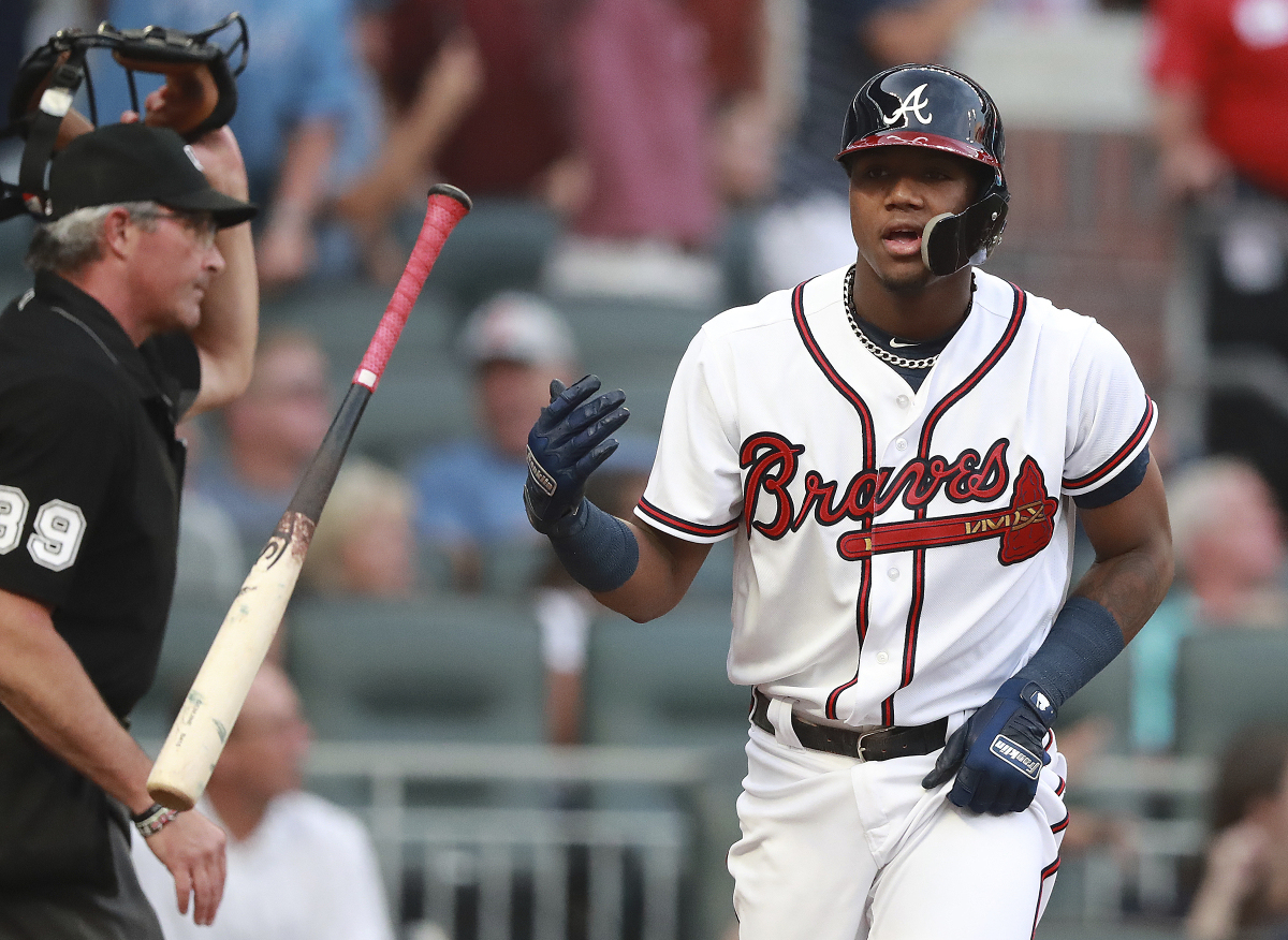 Ronald Acuña Jr. plunked by Marlins for 7th time in Braves shutout