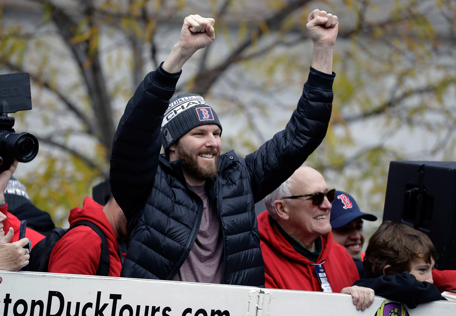 Here's the video of a Red Sox World Series trophy getting hit with a thrown  beer