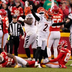 Evan McPherson: Cincinnati Bengals kicker celebrates game-winning overtime  kick. But he actually missed