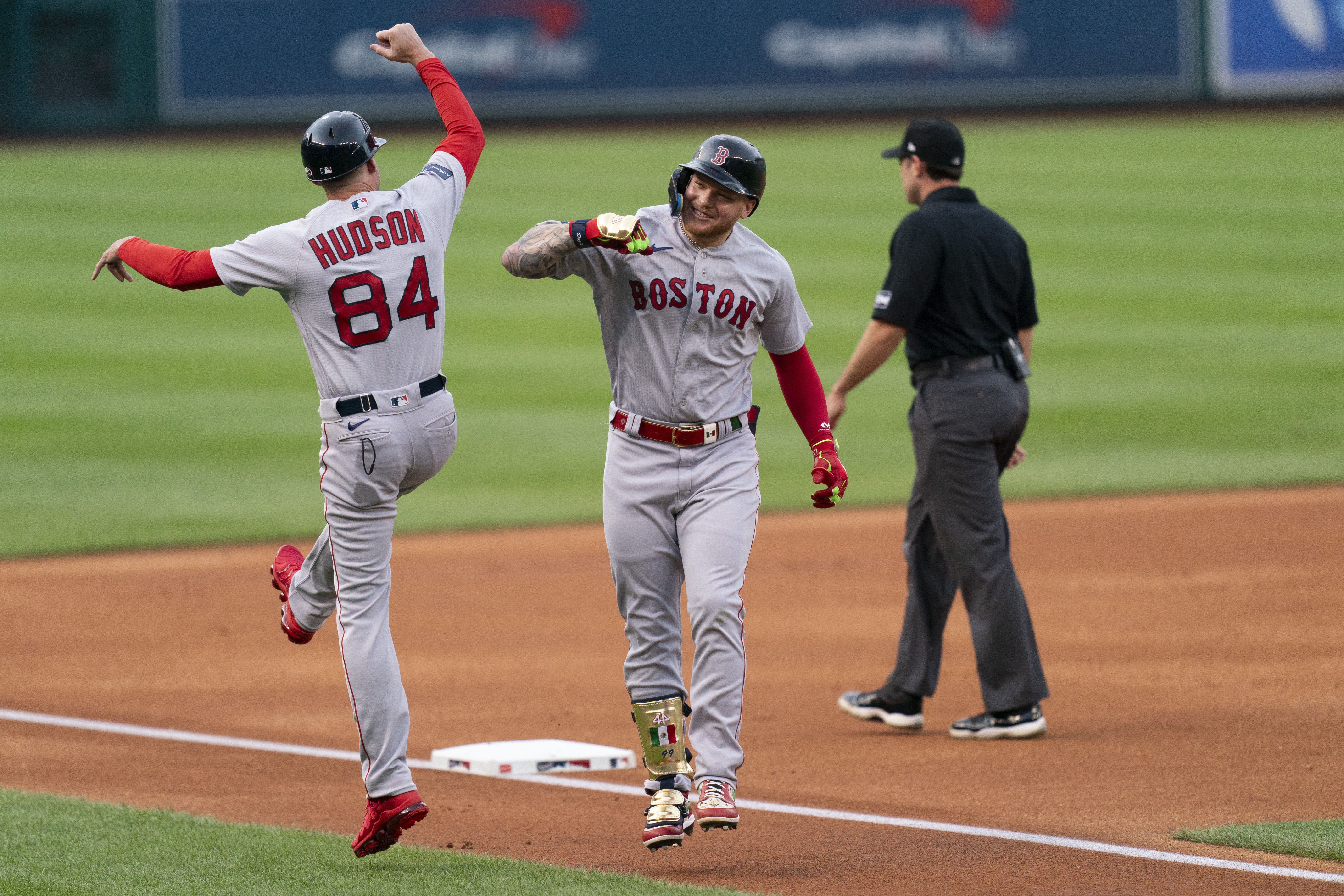 Alex Verdugo of the Boston Red Sox celebrates hitting a one-run News  Photo - Getty Images