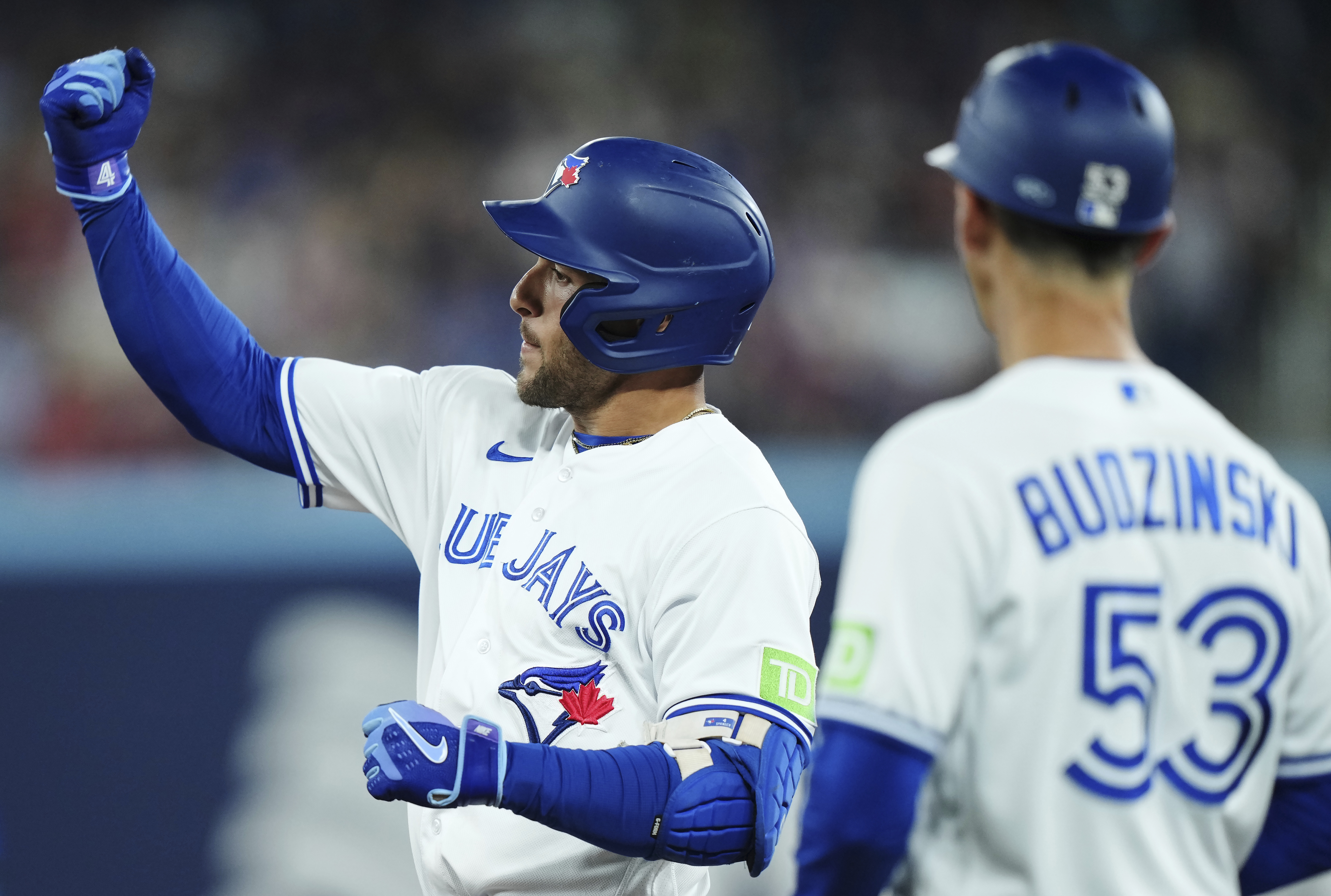 Cavan Biggio batting fifth for Blue Jays in Game 1